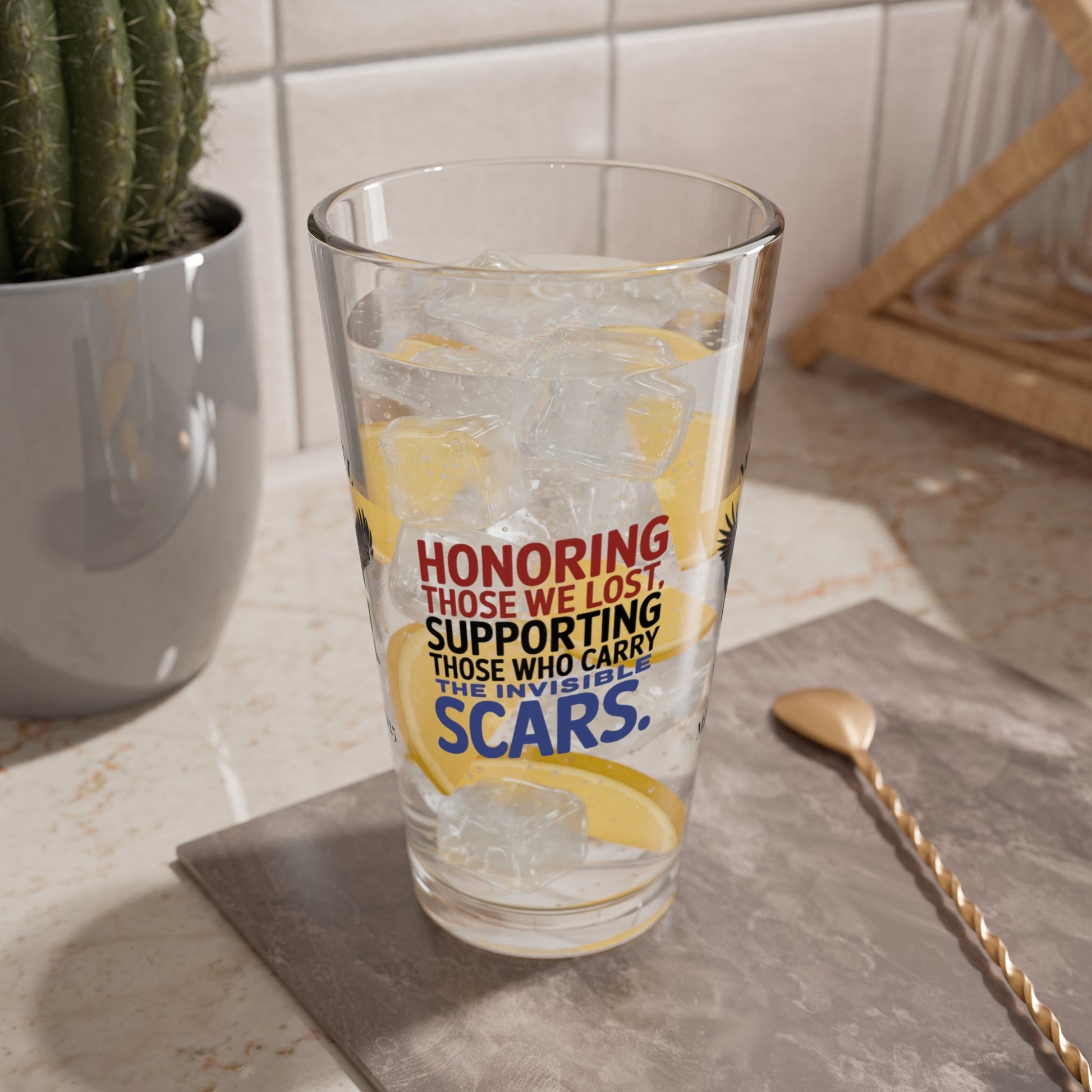 Honoring Those We Lost pint glass - custom tribute glass for fallen soldiers and military families