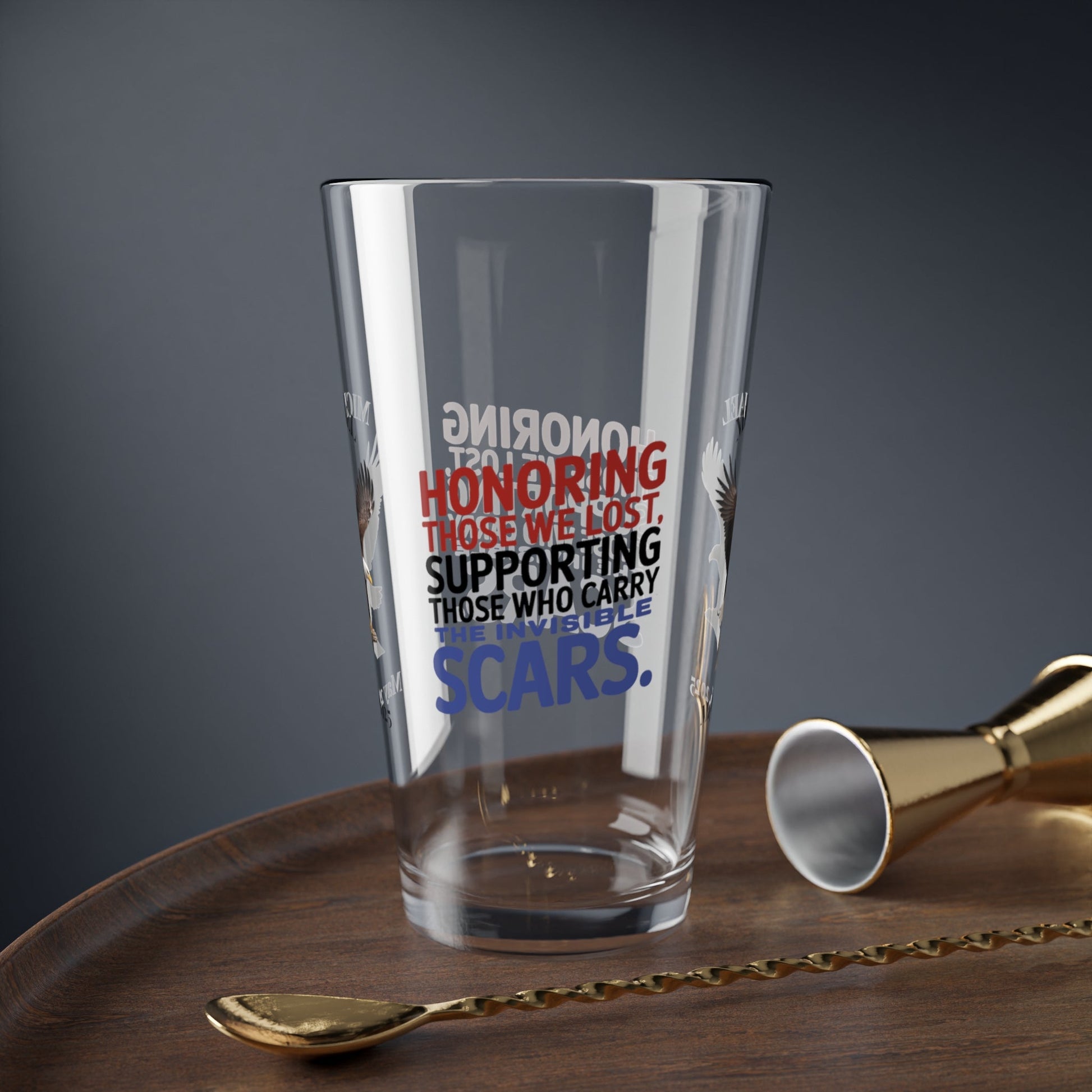 Honoring Those We Lost pint glass - custom tribute glass for fallen soldiers and military families