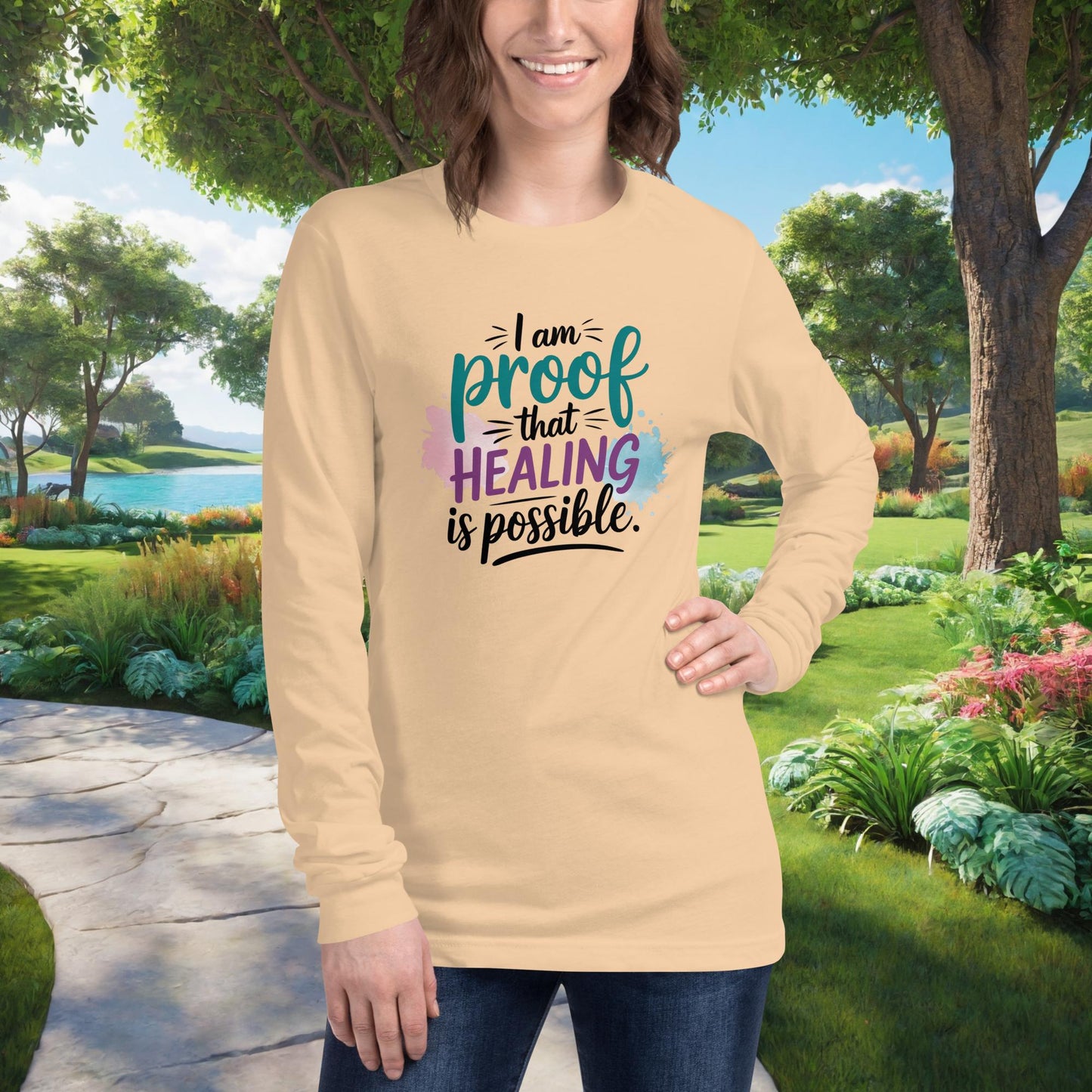 I Am Proof That Healing Is Possible Unisex Long Sleeve T-Shirt, Personalized Survivor Strength Shirt for Mental Health & Recovery - MySisterIsASurvivor