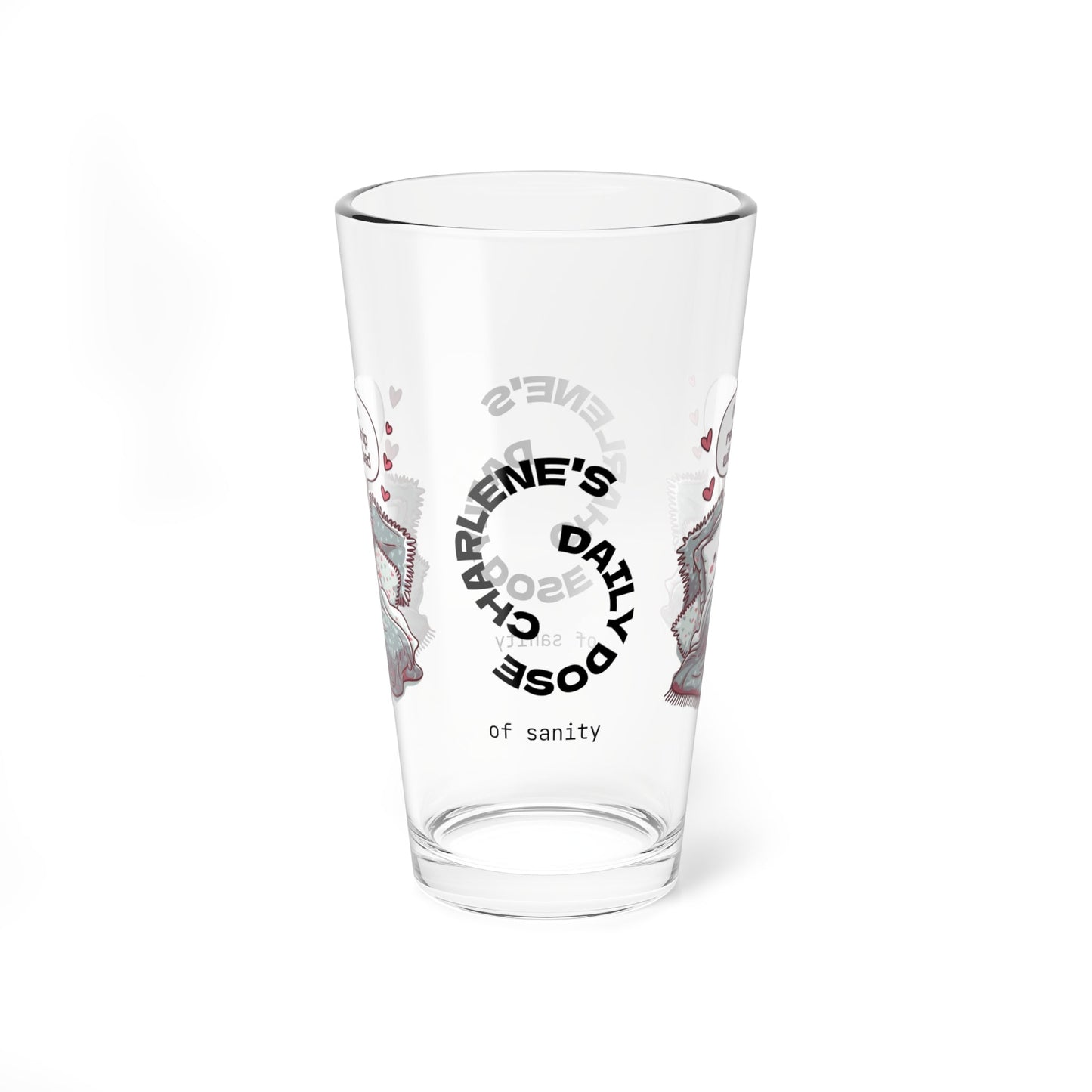 "I’m In A Relationship With My Bed" personalized funny pint glass with attitude and daily humor for sleep lovers.