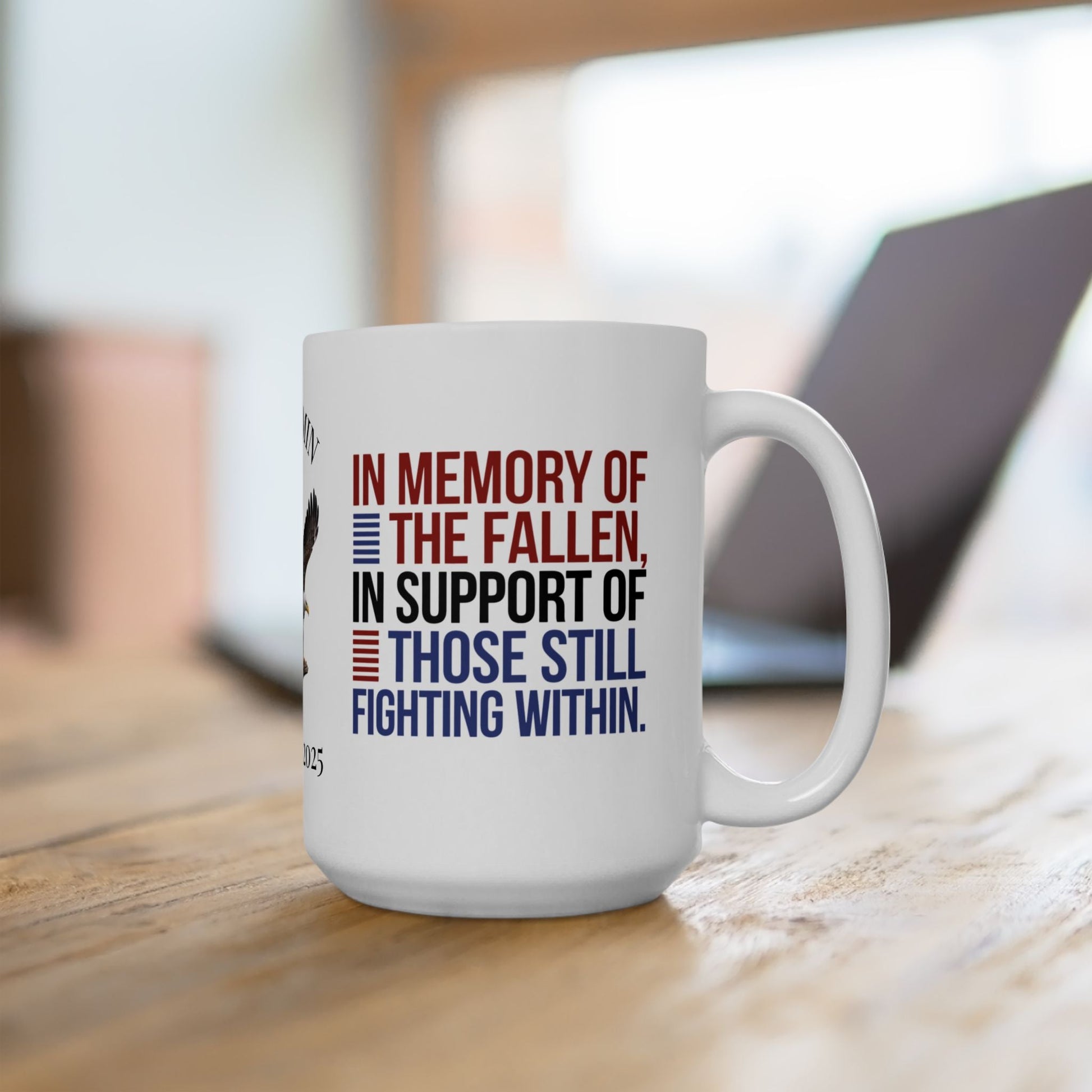 In Memory of the Fallen Memorial Day mug - PTSD support, military loss tribute