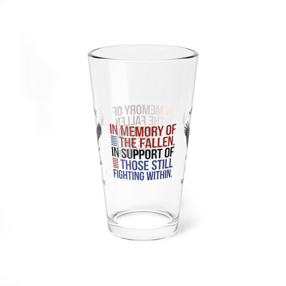 In Memory Of The Fallen pint glass - patriotic barware gift for Memorial Day and veteran remembrance
