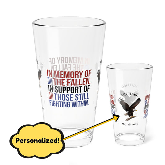 In Memory Of The Fallen pint glass - patriotic barware gift for Memorial Day and veteran remembrance