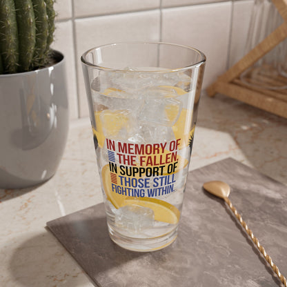 In Memory Of The Fallen pint glass - patriotic barware gift for Memorial Day and veteran remembrance