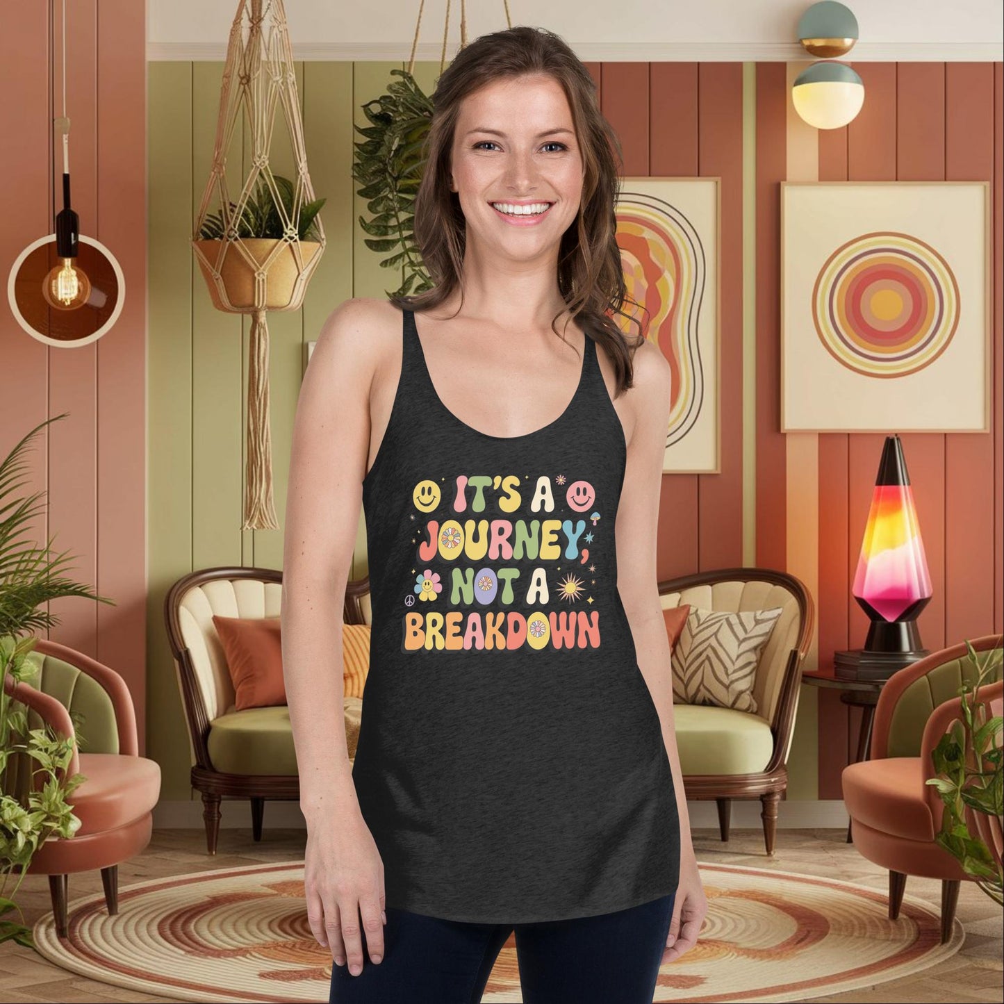 It’s a Journey, Not a Breakdown - Women's Retro Racerback Mental Health Shirt - MySisterIsASurvivor