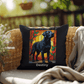 Black Labrador Retriever Stained Glass Pillow, personalized indoor/outdoor dog art