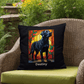 Black Labrador Retriever Stained Glass Pillow, personalized indoor/outdoor dog art