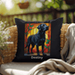 Black Labrador Retriever Stained Glass Pillow, personalized indoor/outdoor dog art