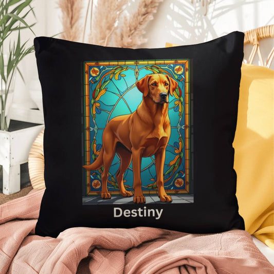 Fox Red Labrador Retriever Pillow, personalized stained glass dog art for pet homes