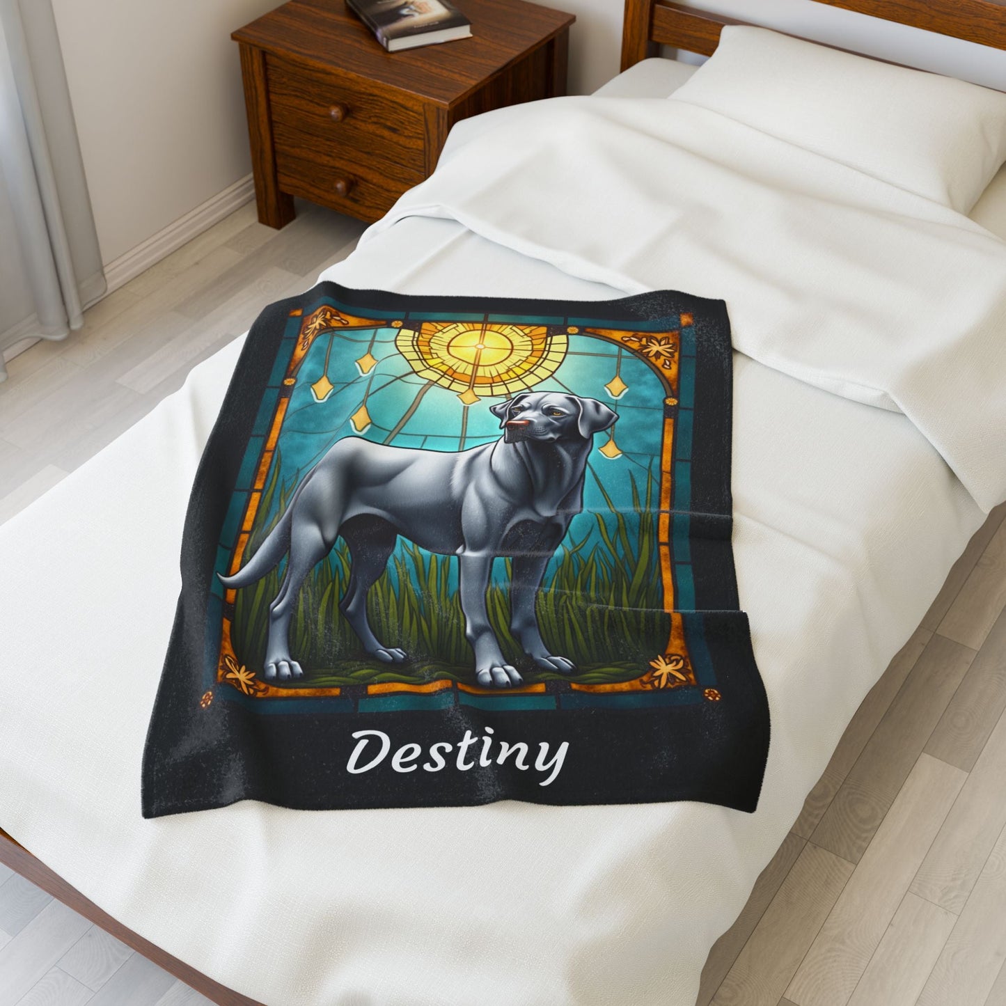 Labrador Retriever Silver Coat Blanket, Velveteen Plush Custom Dog Lover Throw, Personalized Gift