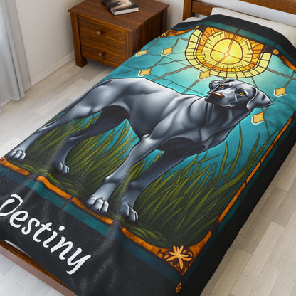 Labrador Retriever Silver Coat Blanket, Velveteen Plush Custom Dog Lover Throw, Personalized Gift