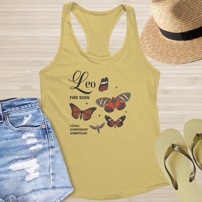 Leo Butterfly Racerback Tank - Bold Celestial Tank for Confidence & Transformation - MySisterIsASurvivor