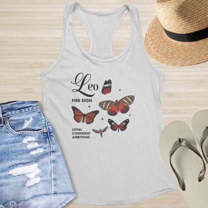 Leo Butterfly Racerback Tank - Bold Celestial Tank for Confidence & Transformation - MySisterIsASurvivor