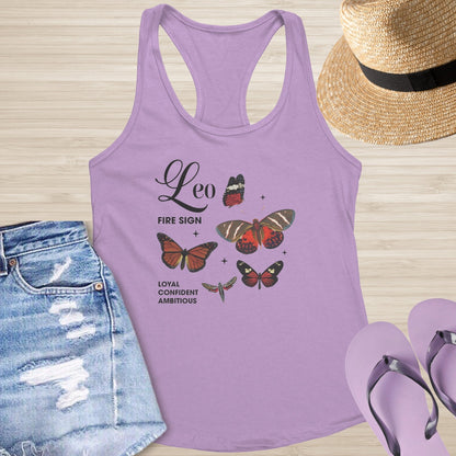 Leo Butterfly Racerback Tank - Bold Celestial Tank for Confidence & Transformation - MySisterIsASurvivor