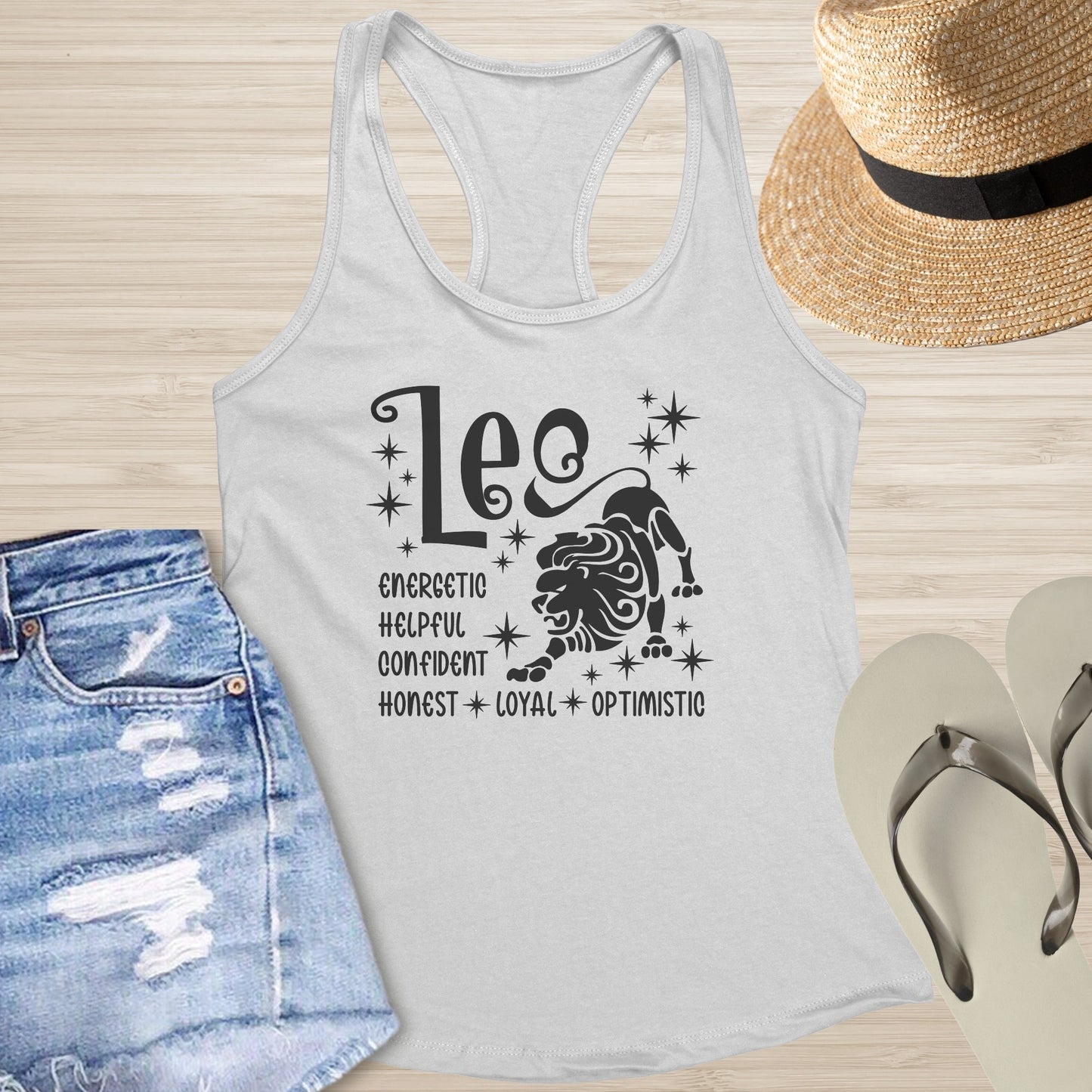 Leo Racerback Tank - Bold Celestial Tank for Confidence, Power & Mental Wellness - MySisterIsASurvivor