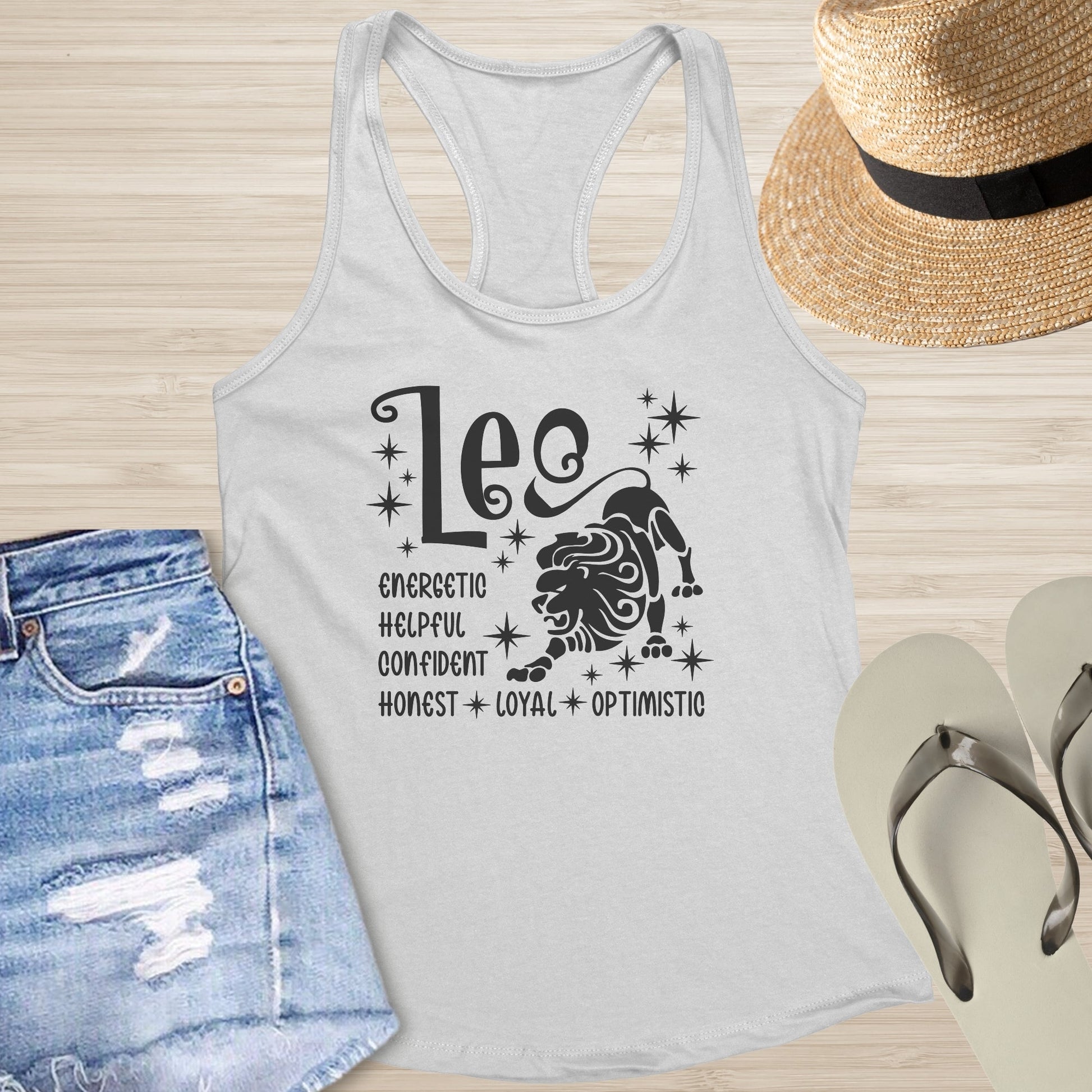 Leo Racerback Tank - Bold Celestial Tank for Confidence, Power & Mental Wellness - MySisterIsASurvivor