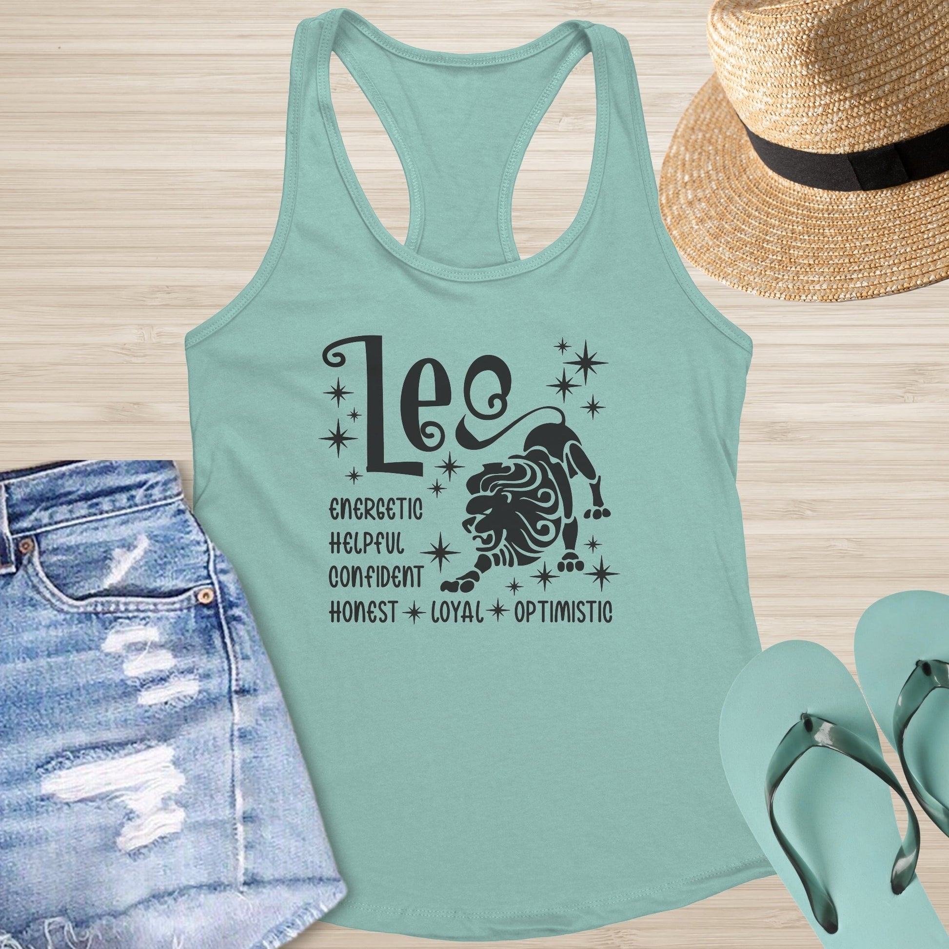 Leo Racerback Tank - Bold Celestial Tank for Confidence, Power & Mental Wellness - MySisterIsASurvivor