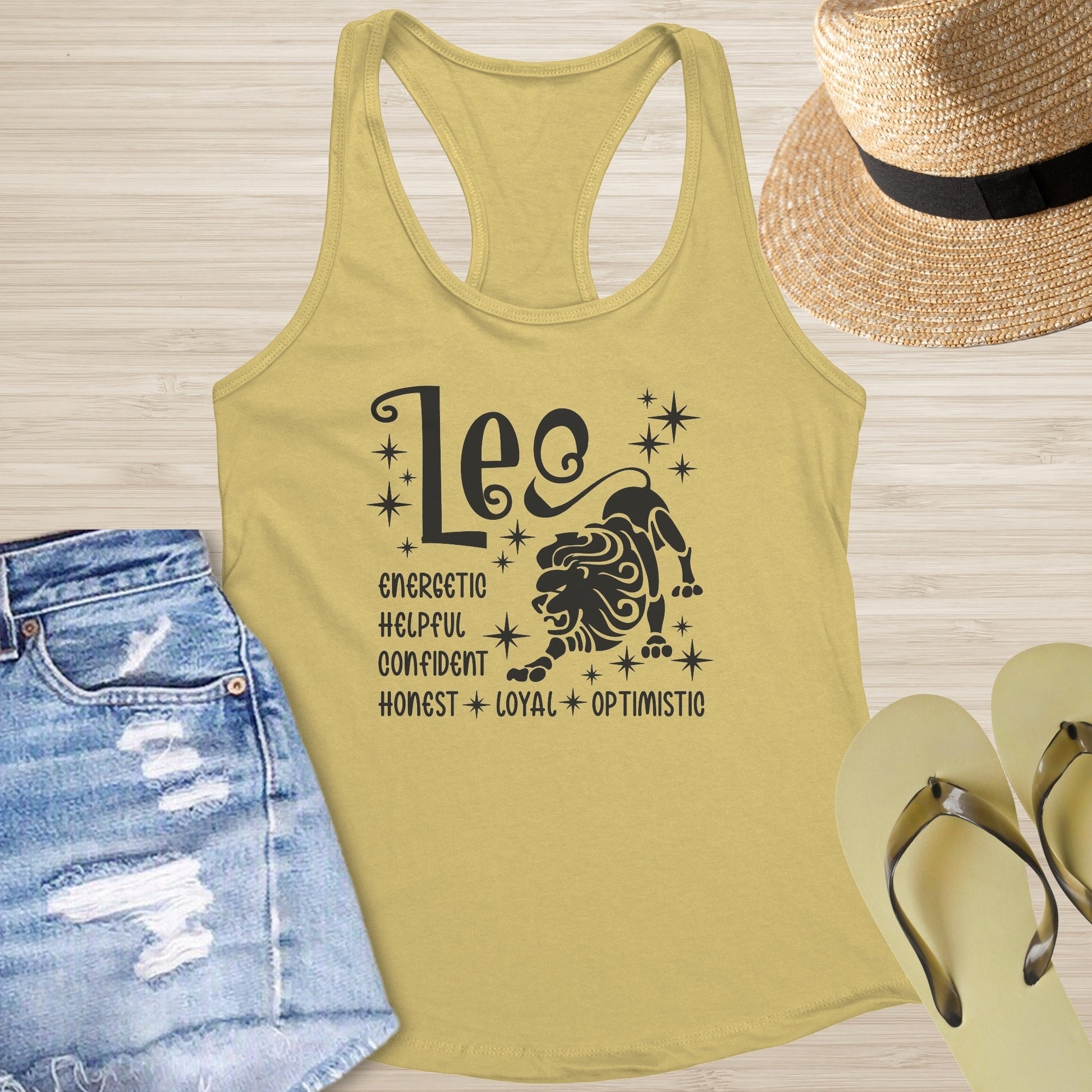 Leo Racerback Tank - Bold Celestial Tank for Confidence, Power & Mental Wellness - MySisterIsASurvivor