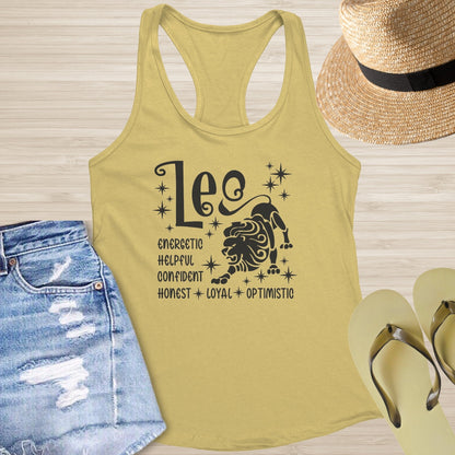 Leo Racerback Tank - Bold Celestial Tank for Confidence, Power & Mental Wellness - MySisterIsASurvivor