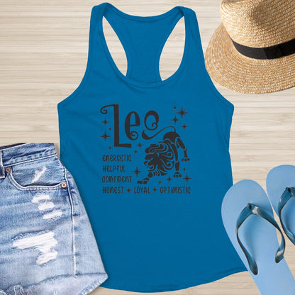 Leo Racerback Tank - Bold Celestial Tank for Confidence, Power & Mental Wellness - MySisterIsASurvivor