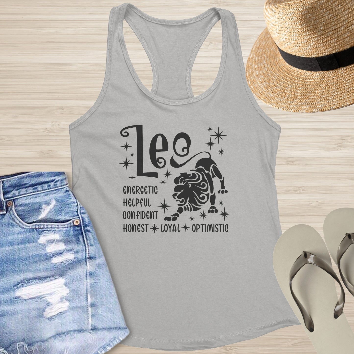 Leo Racerback Tank - Bold Celestial Tank for Confidence, Power & Mental Wellness - MySisterIsASurvivor