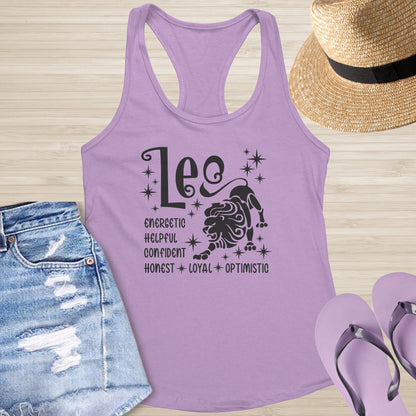 Leo Racerback Tank - Bold Celestial Tank for Confidence, Power & Mental Wellness - MySisterIsASurvivor