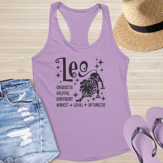 Leo Racerback Tank - Bold Celestial Tank for Confidence, Power & Mental Wellness - MySisterIsASurvivor