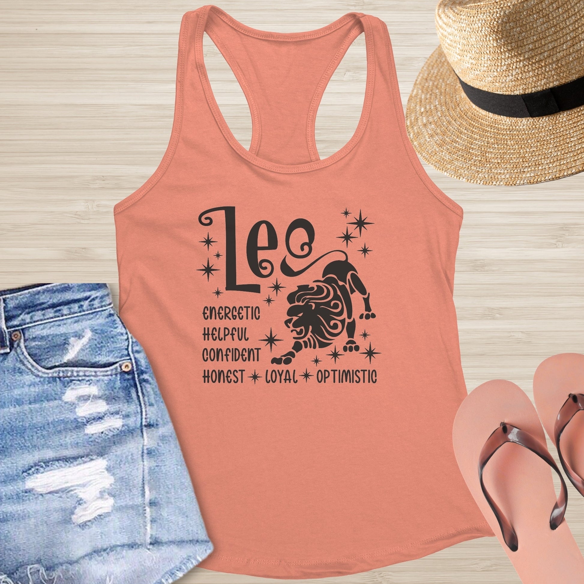 Leo Racerback Tank - Bold Celestial Tank for Confidence, Power & Mental Wellness - MySisterIsASurvivor