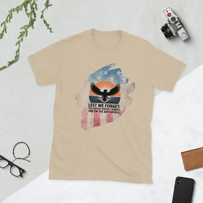 Lest We Forget T-Shirt | Veteran Tribute Gift | PTSD Awareness Shirt | Memorial Day Tee | Mental Health Support Unisex Shirt
