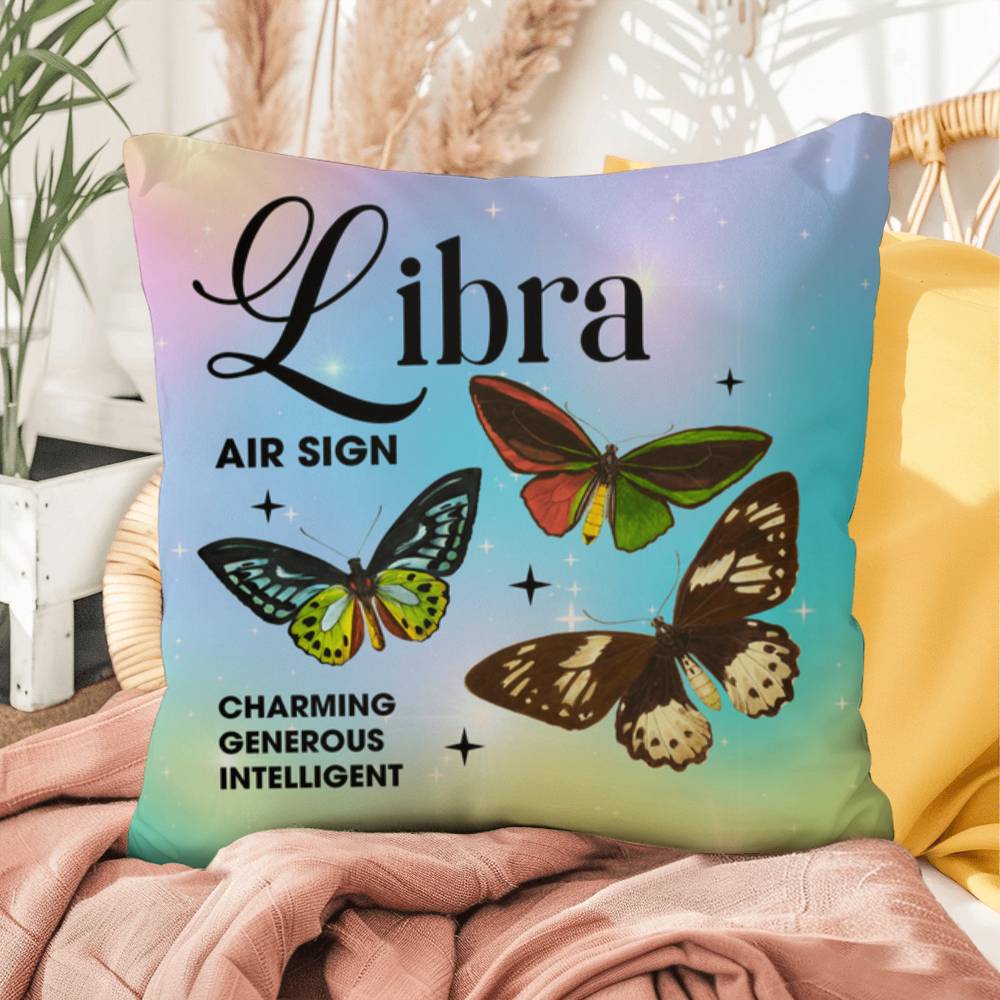 Libra Butterfly Indoor/Outdoor Pillow - Celestial Butterfly Pillow, Zodiac Home Accent