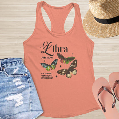 Libra Butterfly Racerback Tank - Air Sign Racerback Tank for Inner Peace & Resilience - MySisterIsASurvivor