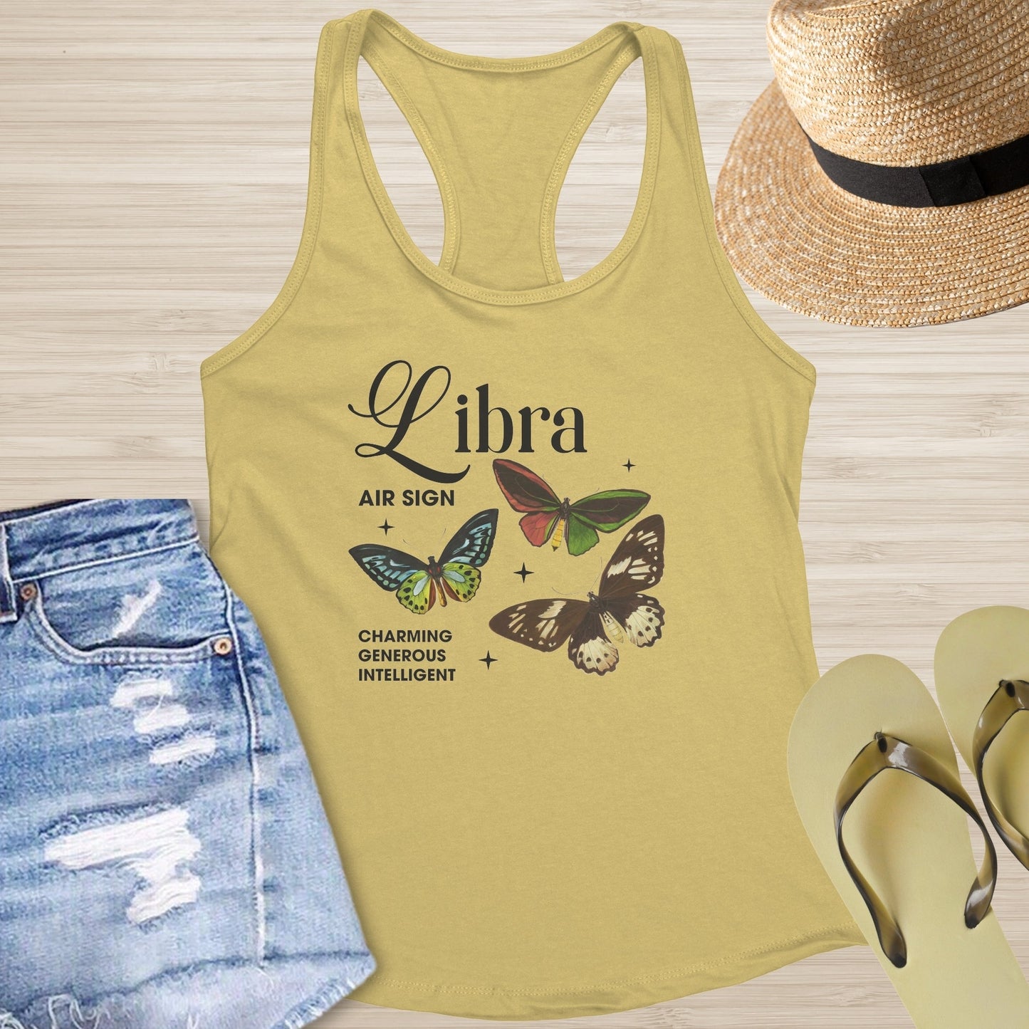 Libra Butterfly Racerback Tank - Air Sign Racerback Tank for Inner Peace & Resilience - MySisterIsASurvivor