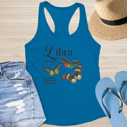 Libra Butterfly Racerback Tank - Air Sign Racerback Tank for Inner Peace & Resilience - MySisterIsASurvivor