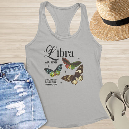 Libra Butterfly Racerback Tank - Air Sign Racerback Tank for Inner Peace & Resilience - MySisterIsASurvivor