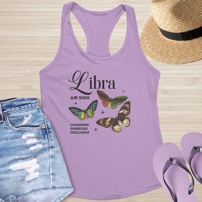 Libra Butterfly Racerback Tank - Air Sign Racerback Tank for Inner Peace & Resilience - MySisterIsASurvivor