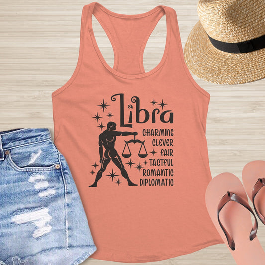 Libra Racerback Tank - Harmony & Healing Tank for Mental Health & Air Signs - MySisterIsASurvivor