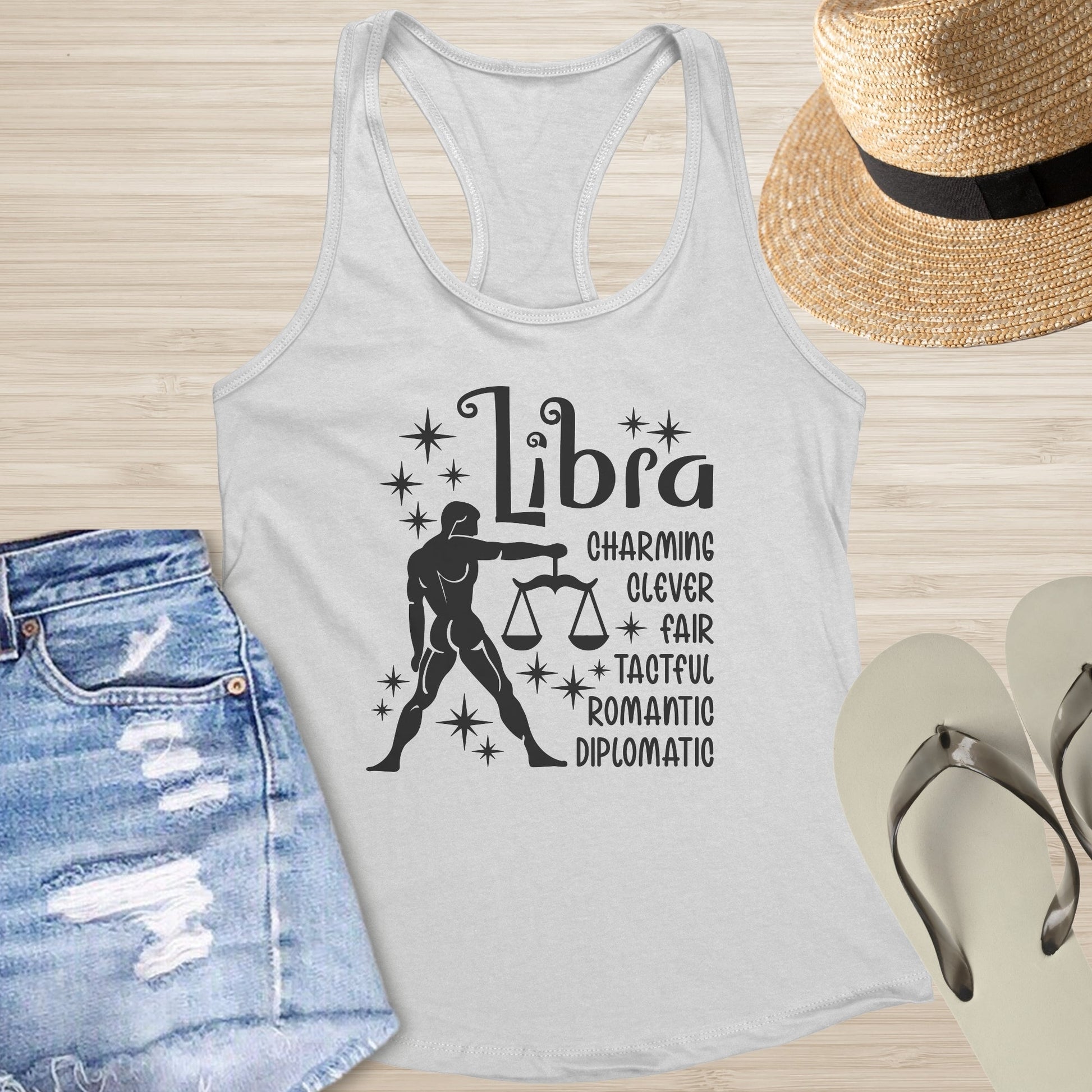 Libra Racerback Tank - Harmony & Healing Tank for Mental Health & Air Signs - MySisterIsASurvivor