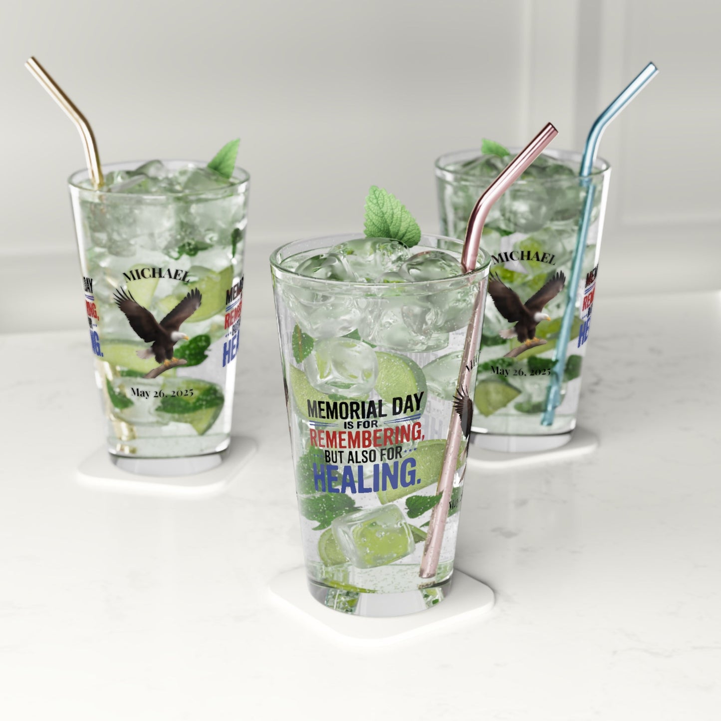 Memorial Day Is For Remembering pint glass - custom veteran support glass for military families