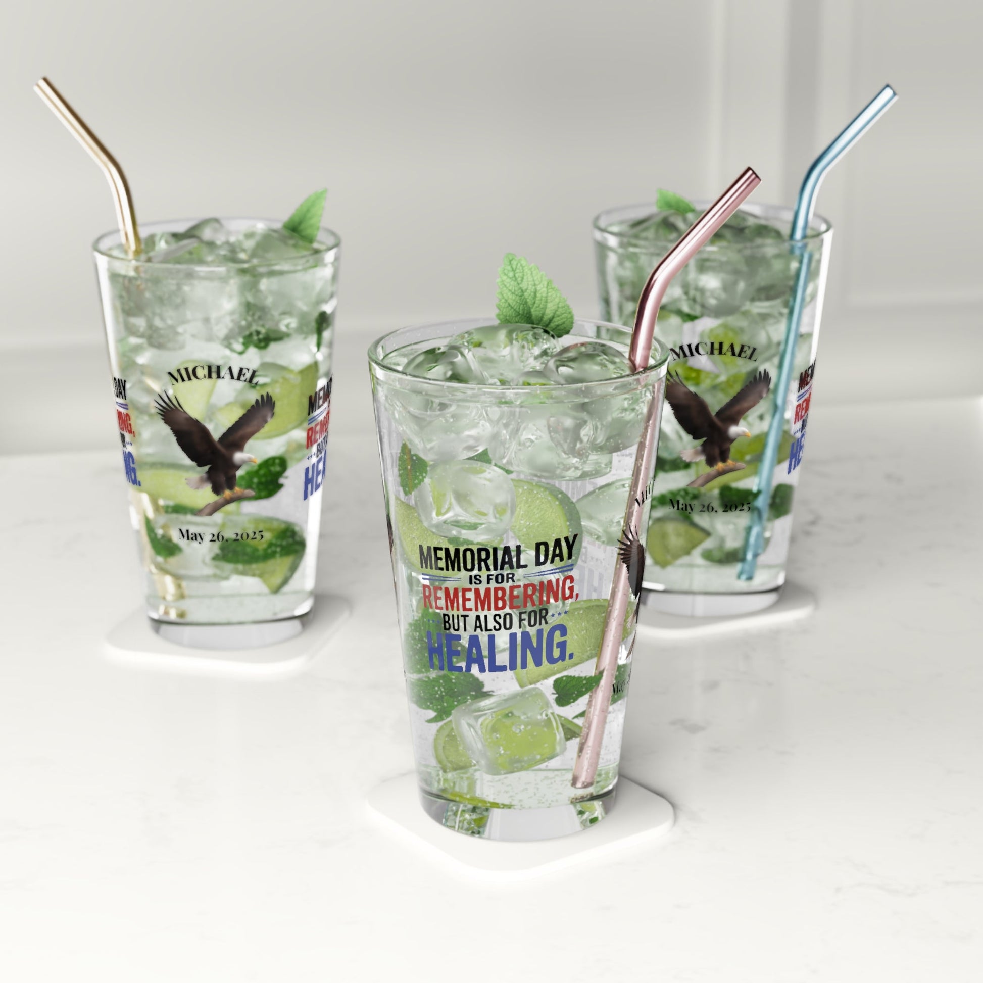 Memorial Day Is For Remembering pint glass - custom veteran support glass for military families