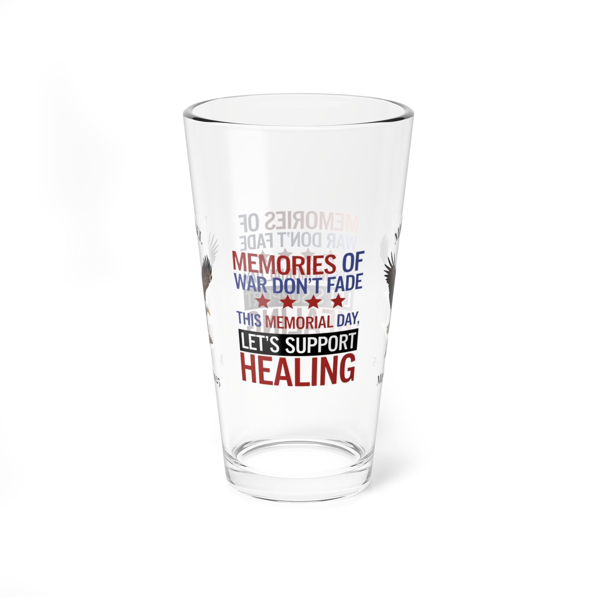 Memories Of War Don't Fade pint glass - engraved PTSD awareness glass for veterans and service members