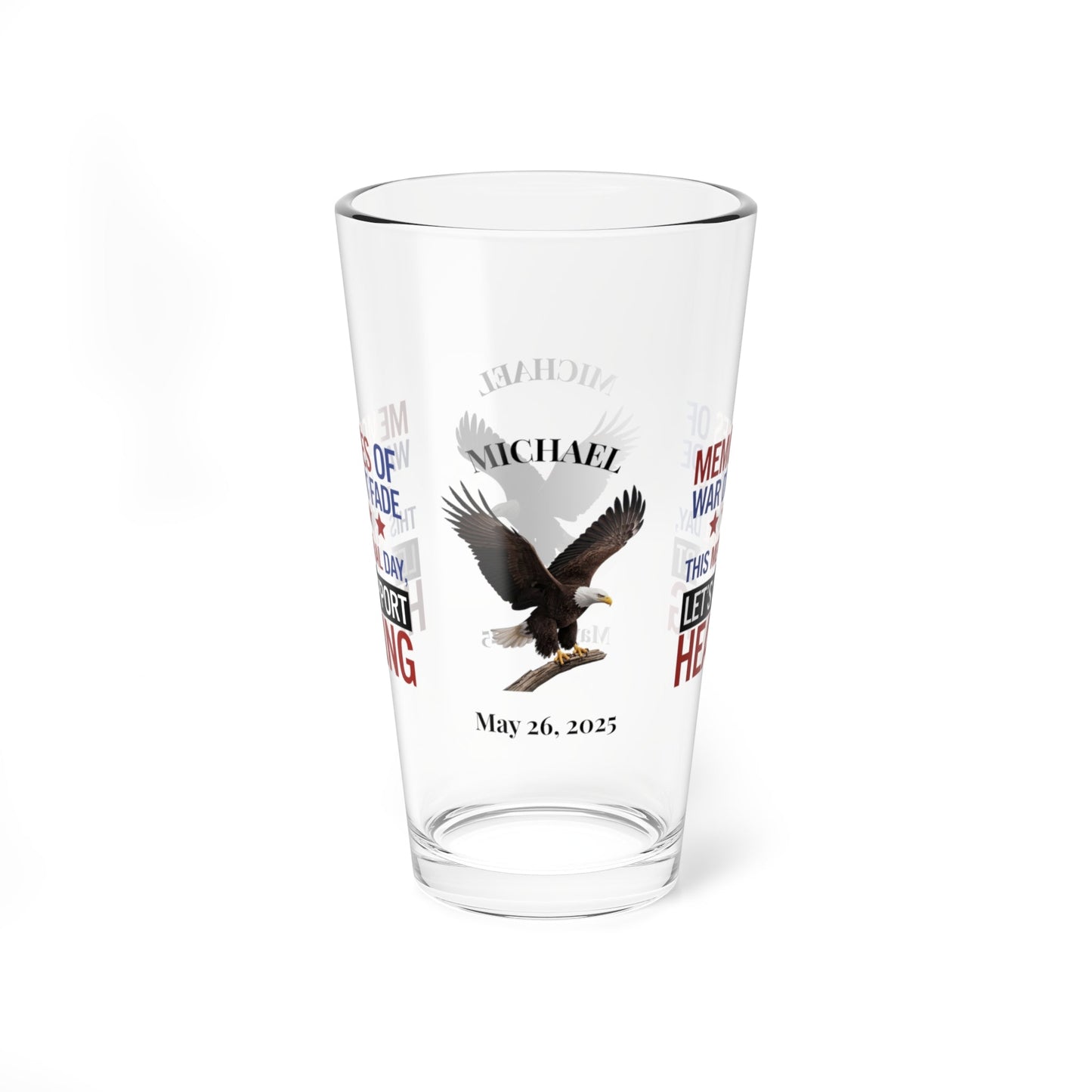 Memories Of War Don't Fade pint glass - engraved PTSD awareness glass for veterans and service members