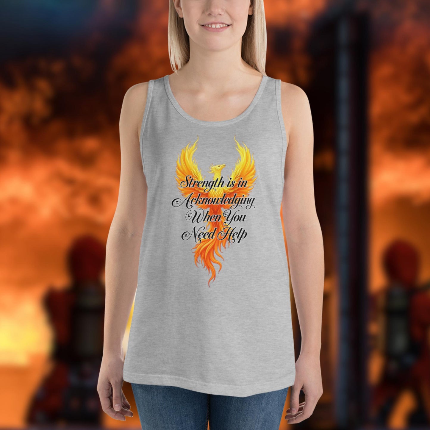 Strength Is In Acknowledging firefighter courage and mental health awareness tank top