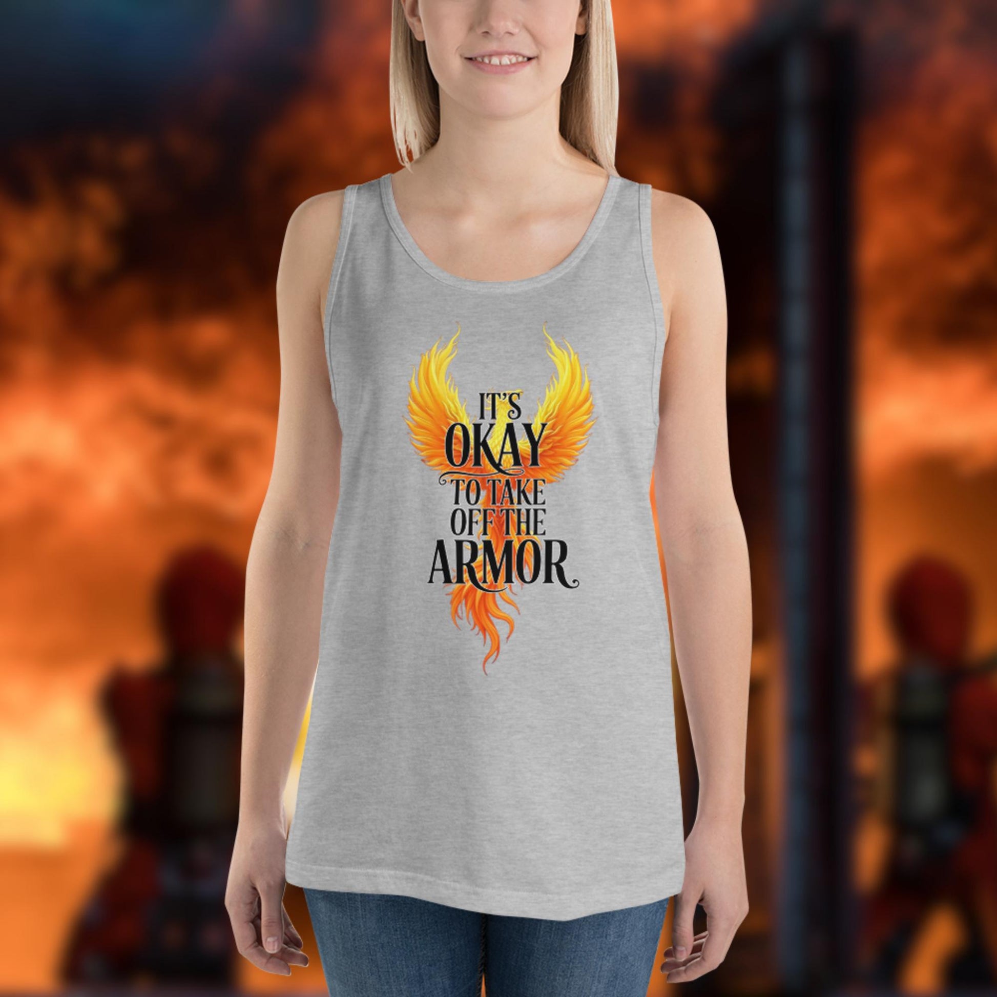 It's Okay To Take Off The Armor firefighter resilience and mental health tank top