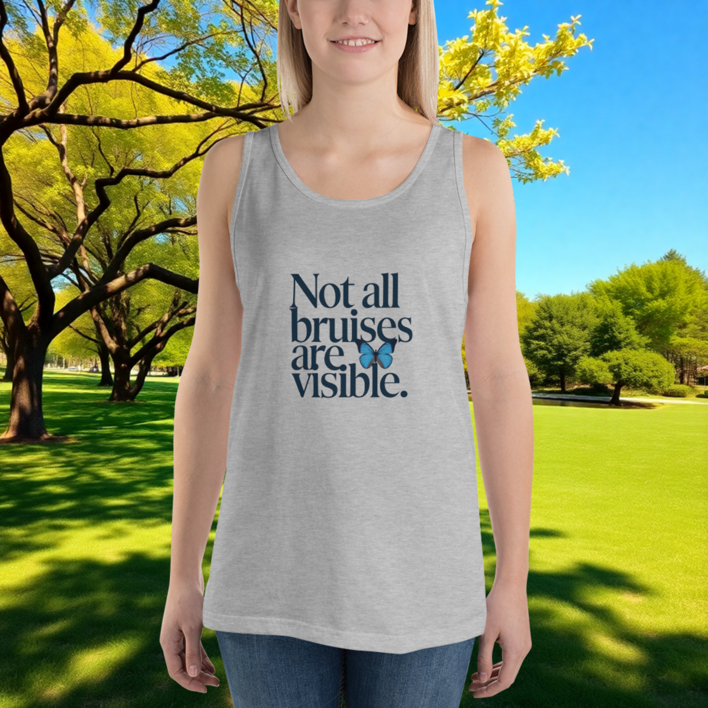 Not All Bruises Are Visible quote unisex tank top for emotional abuse awareness, survivor support, and empowerment