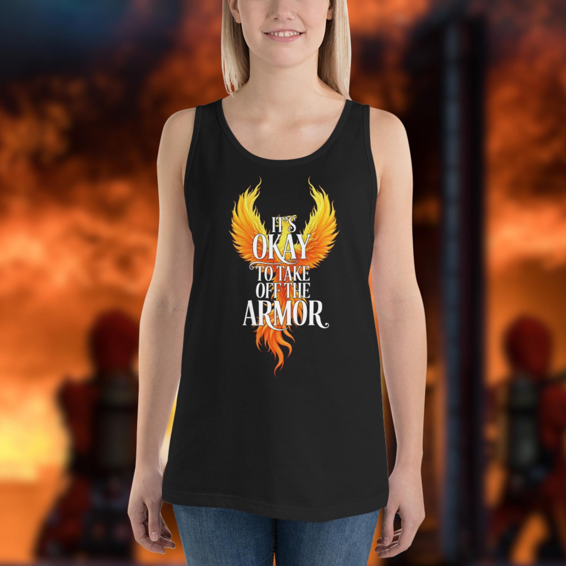 It's Okay To Take Off The Armor firefighter resilience and mental health tank top