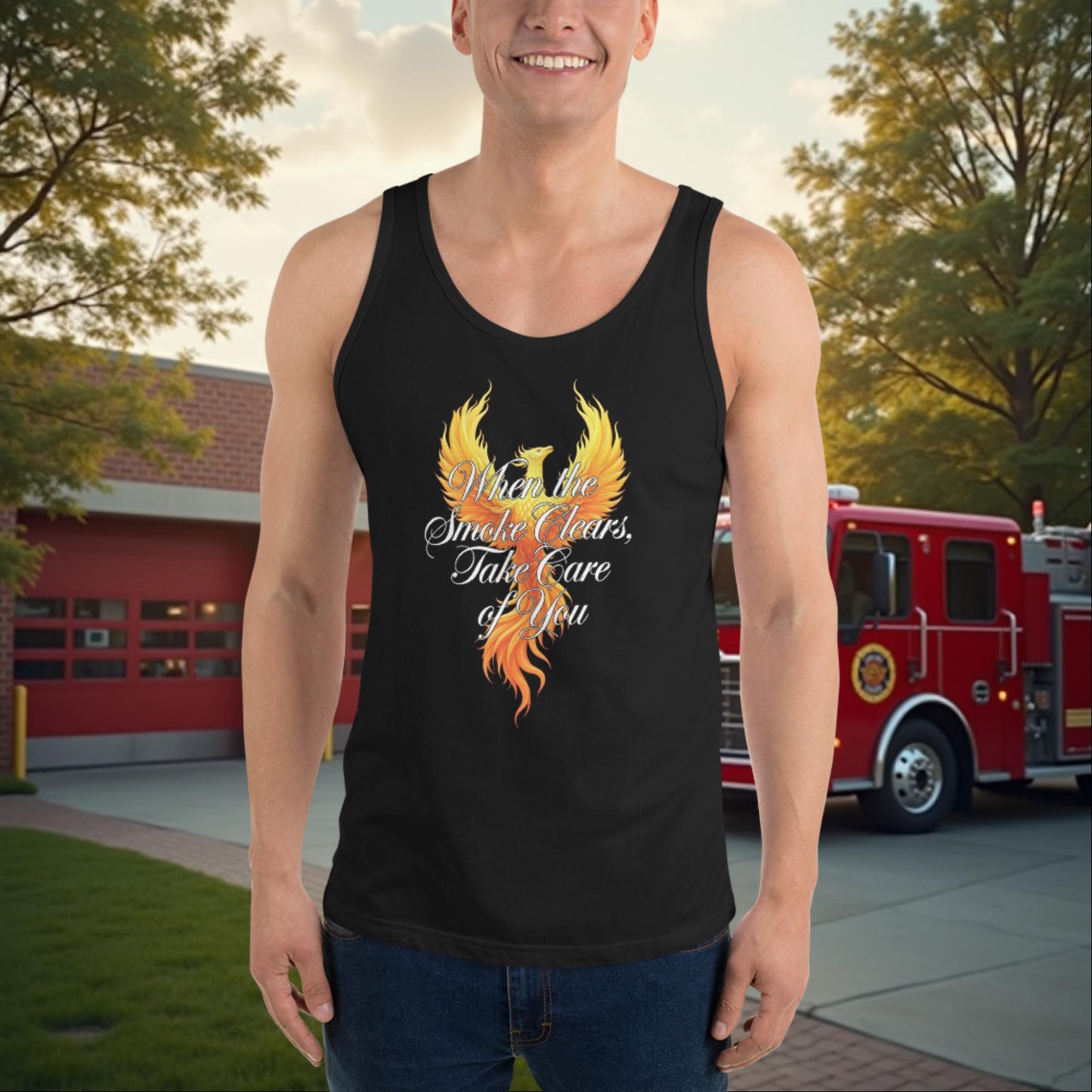 When The Smoke Clears, Take Care Of You personalized firefighter wellness and self-care shirt