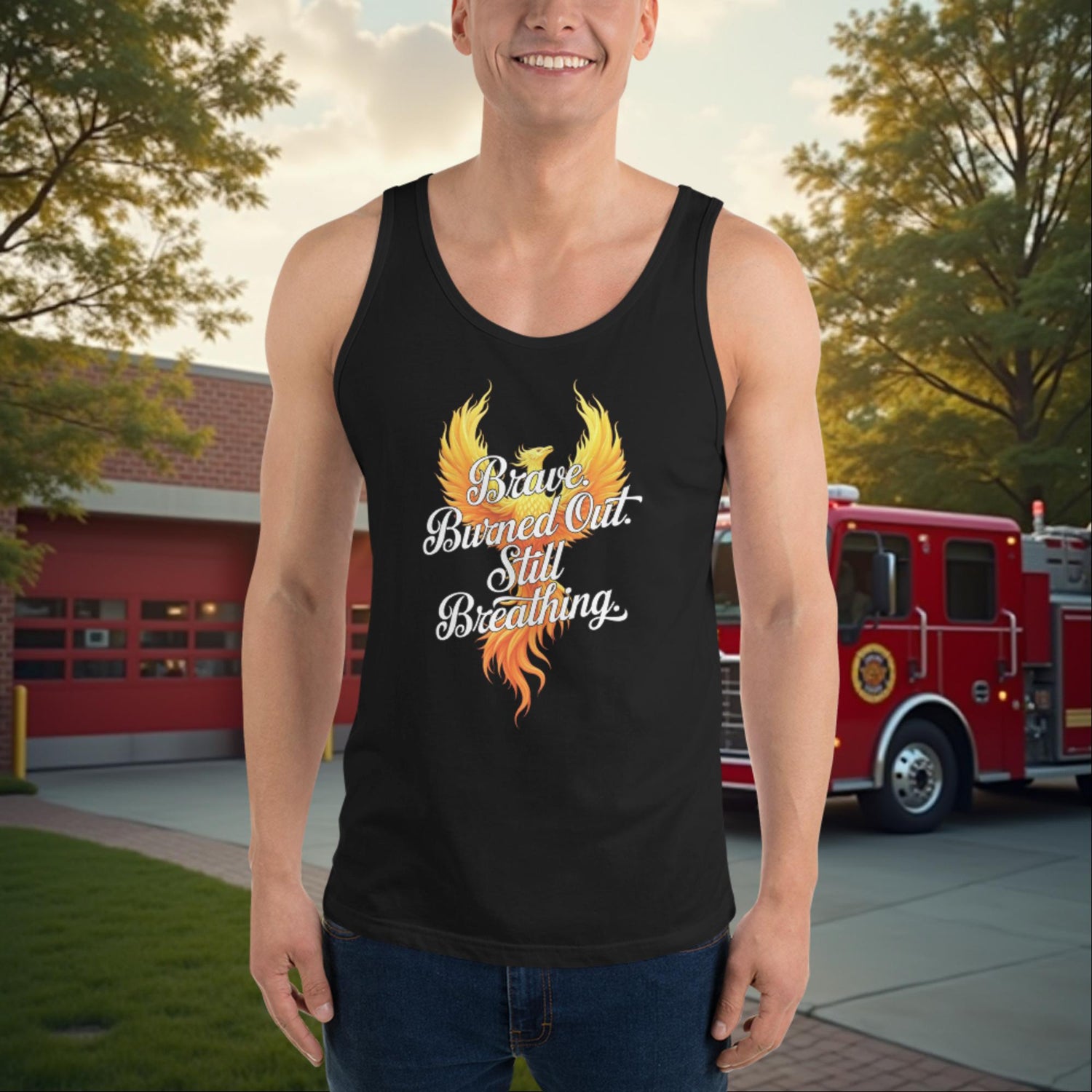 Brave. Burned Out. custom firefighter support shirt for mental health awareness