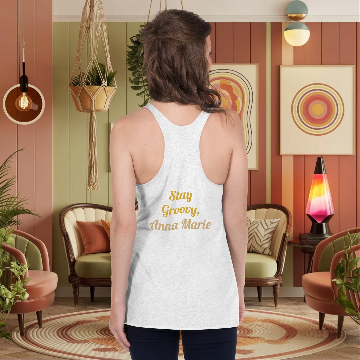 Mental Health Is Far Out - Personalized Women's 70s Mental Health Racerback Tank - MySisterIsASurvivor
