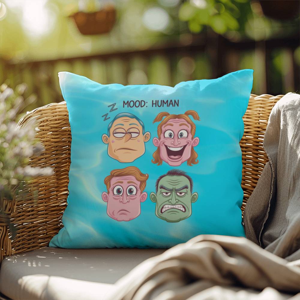 Mood: Human Indoor/Outdoor Pillow, Custom Throw Cushion for Anxiety Relief & Self - Care, Mental Health Support - MySisterIsASurvivor