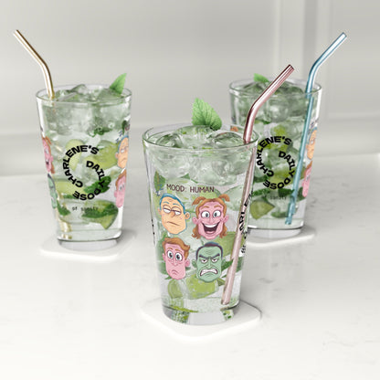 Mood: Human - Personalized Funny Pint Glass, Sassy Drinkware with Attitude, Daily Dose of Attitude and Humor